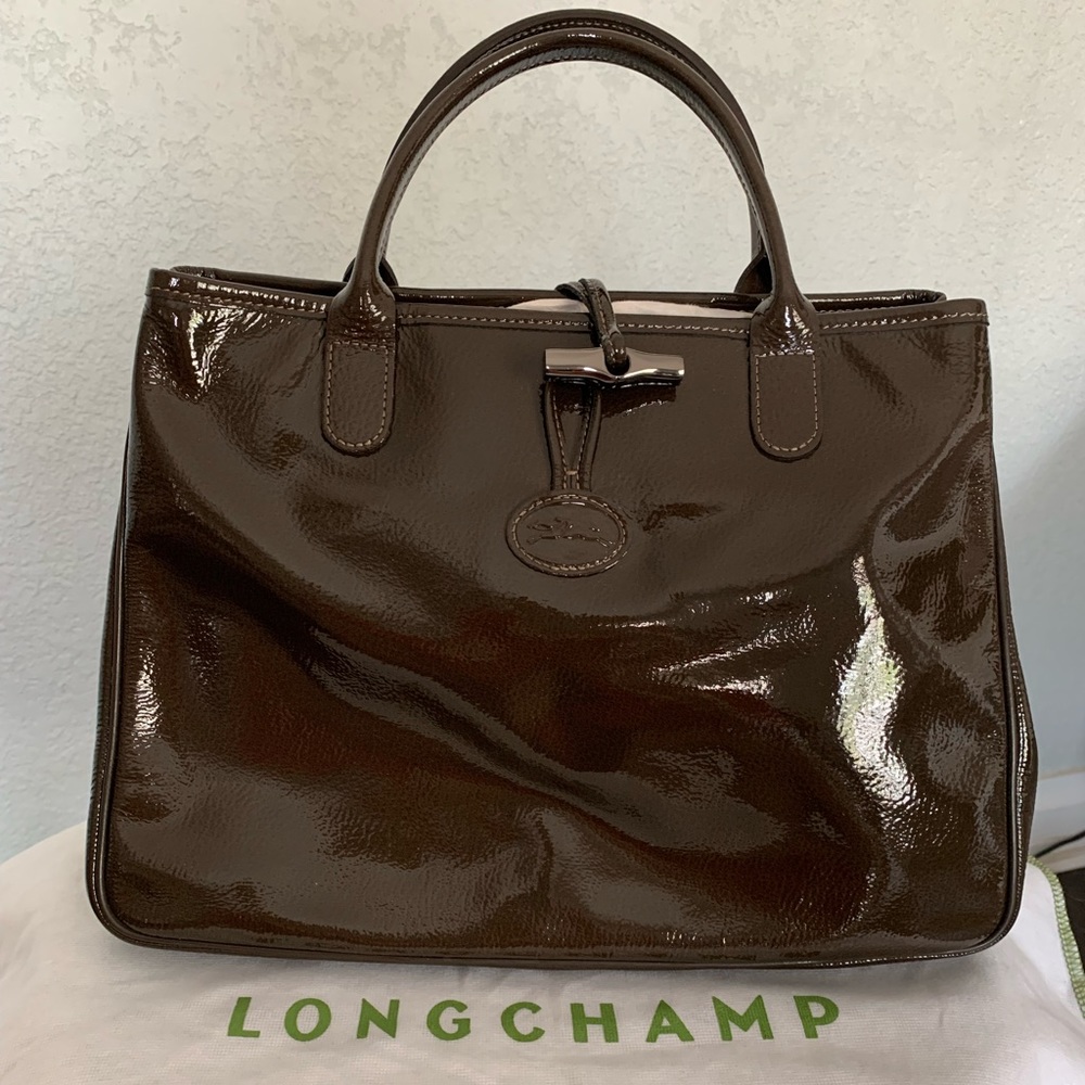 Longchamp Patent Leather Roseau Tote